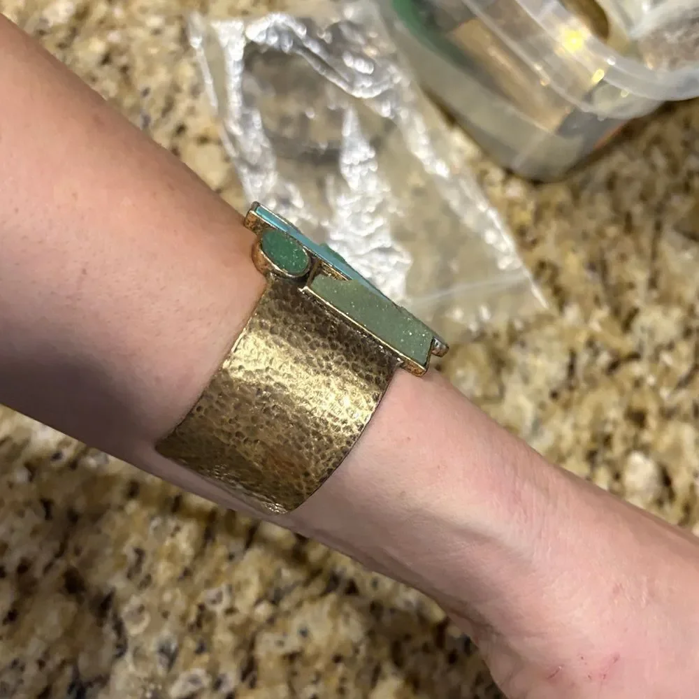 Lucky Brand Gold Cuff with Turquoise and Green Accents